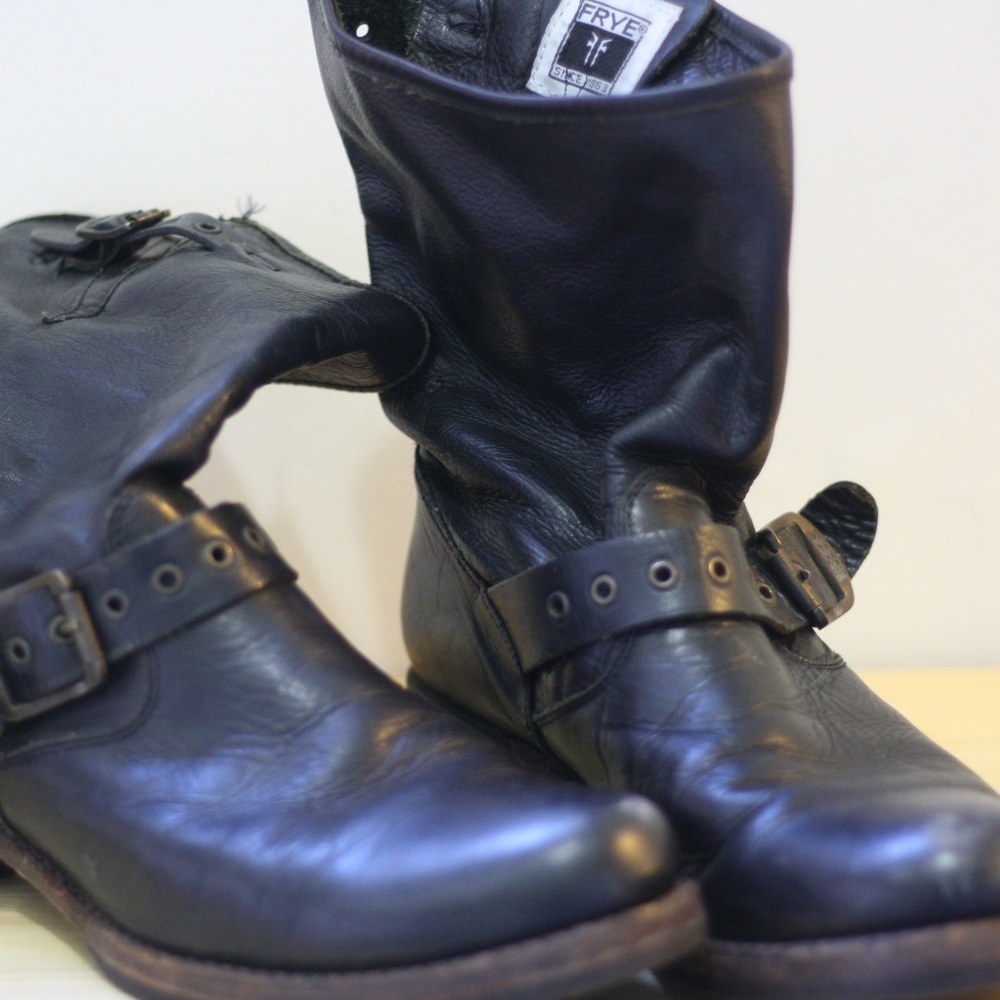 Frye Moto Boots with Buckle Detail